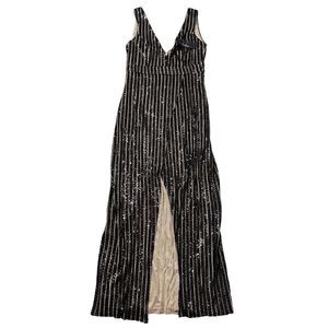 Lulu's Black and Silver Sequin Maxi Dress